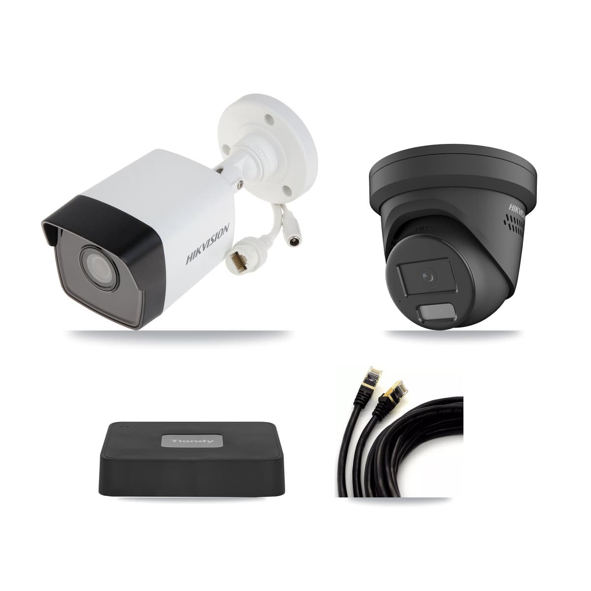 Hikvision & Tiandy 4-Channel 4MP – 5MP CCTV Kit — 1 5MP Bullet + 1 Black 4MP Turret Cameras + 3TB Recording - Image 1