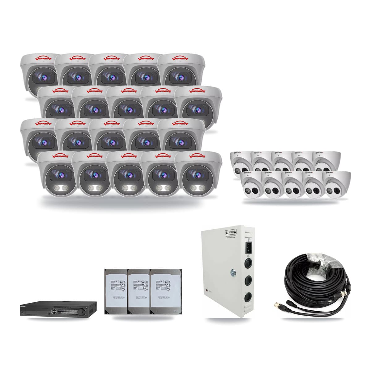 32-Channel 4MP – 5MP CCTV Kit — 10 4MP Turret + 20 5MP Cameras + 3× 14TB Recording - Image 1