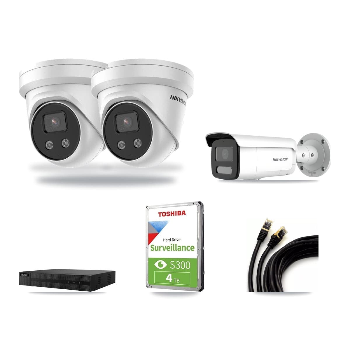 Hikvision & HiLook 8-Channel 4MP – 5MP CCTV Kit — 1 4MP Bullet + 2 5MP Turret Cameras + 4TB Recording - Image 1