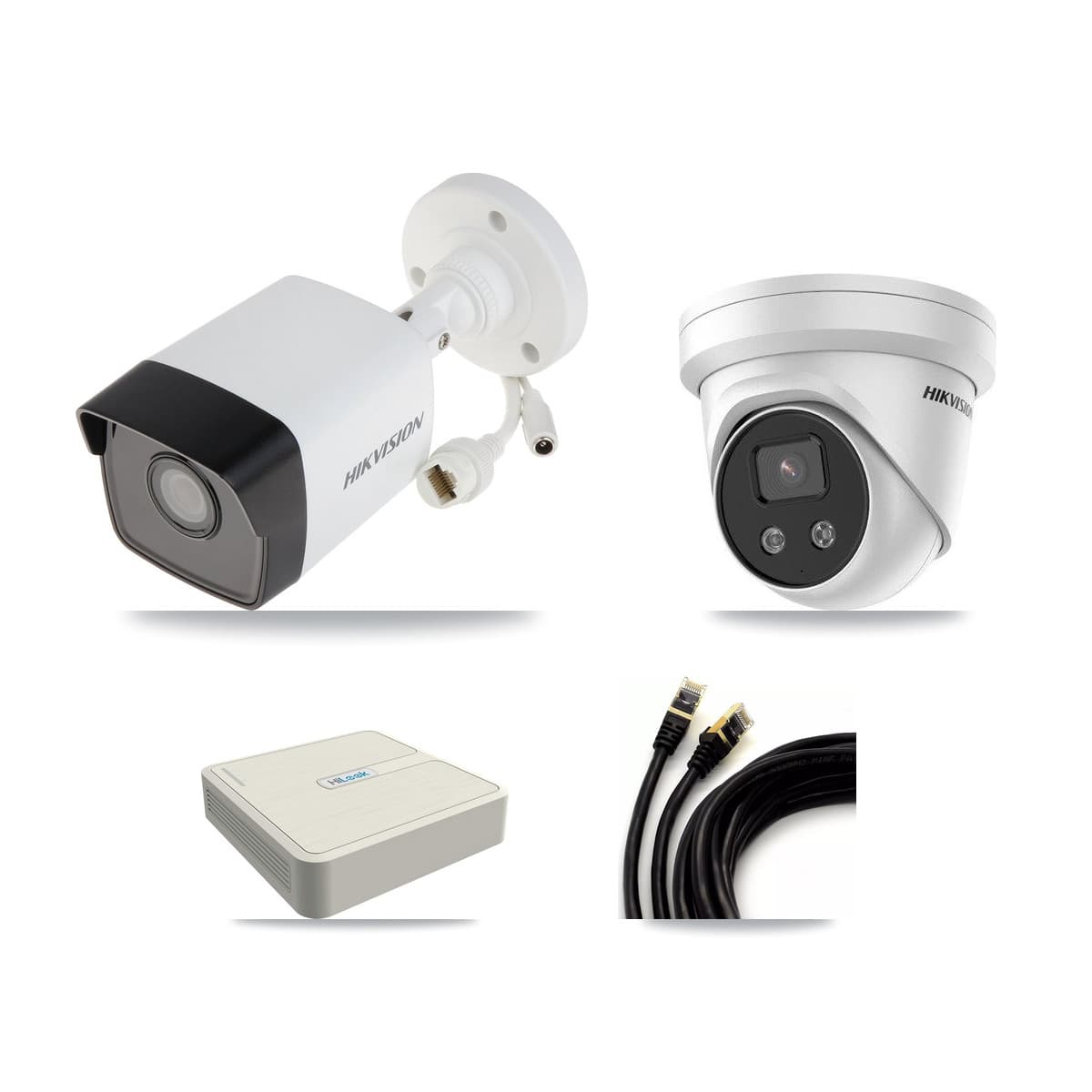 Hikvision & HiLook 8-Channel 5MP CCTV Kit — 1 Bullet + 1 Turret Cameras + 3TB Recording (NVR-108H-D Recorder)
