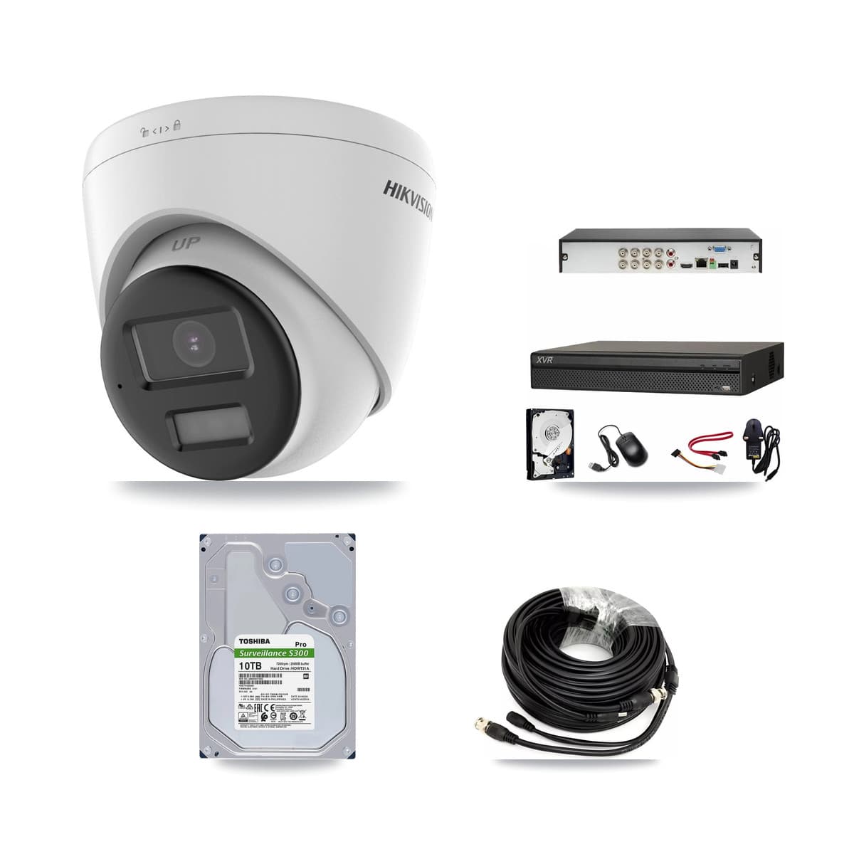 Hikvision & Dahua 8-Channel 5MP CCTV Kit — 6 DS-2CE78K0T-LPTS Turret Cameras + 10TB Recording (XVR-3108AD-4K Recorder)