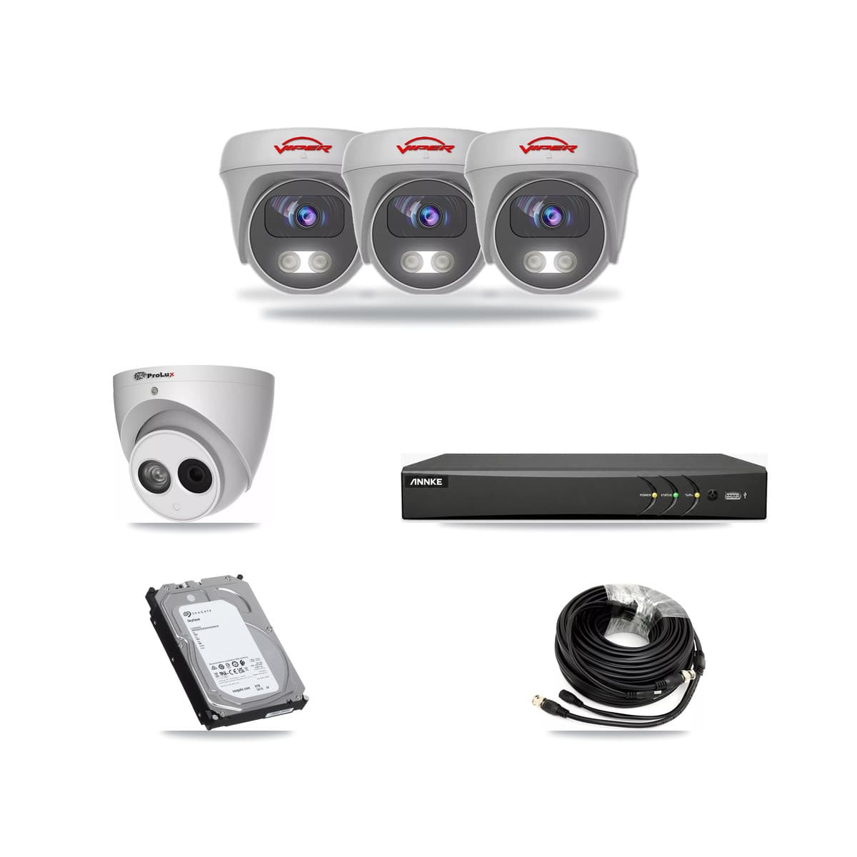4-Channel 4MP – 5MP CCTV Kit — 1 4MP Turret + 3 5MP Cameras + 6TB Recording - Image 1