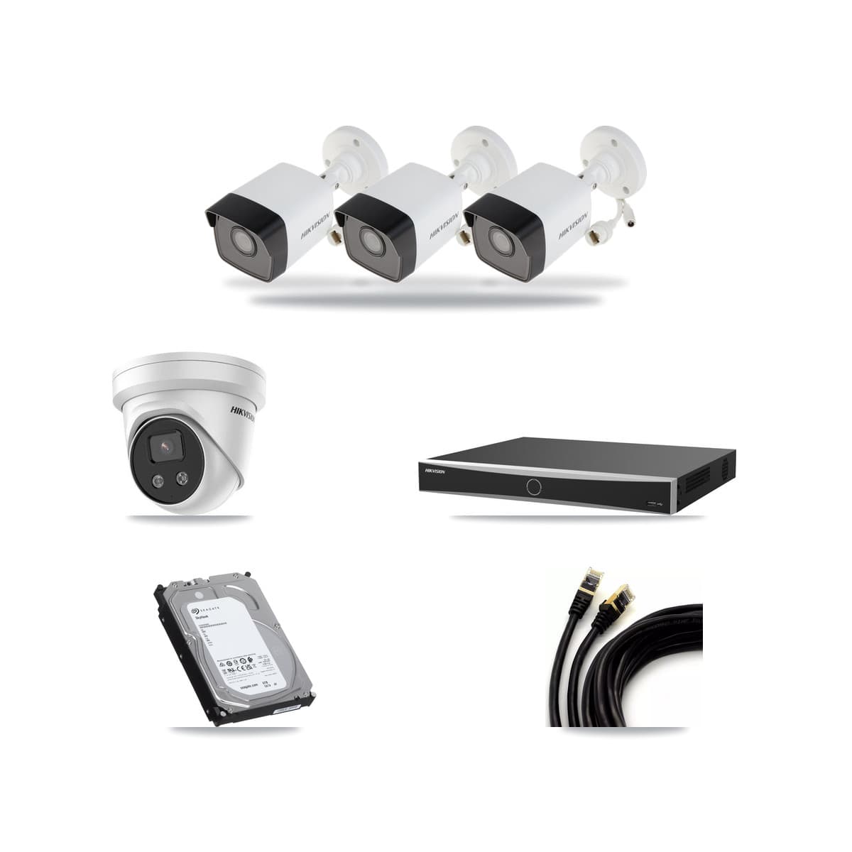 Hikvision 16-Channel 5MP CCTV Kit — 3 Bullet + 1 Turret Cameras + 6TB Recording (DS-7616NXI Recorder) - Image 1