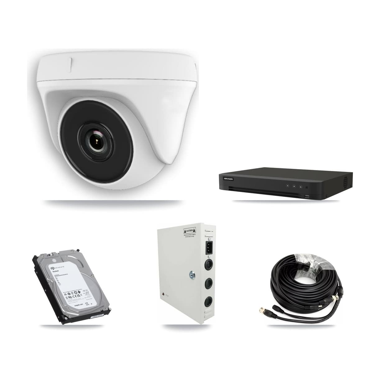 Hikvision 16-Channel 2MP CCTV Kit — 12 White Dome Cameras + 6TB Recording (IDS-7216HQHI Recorder)