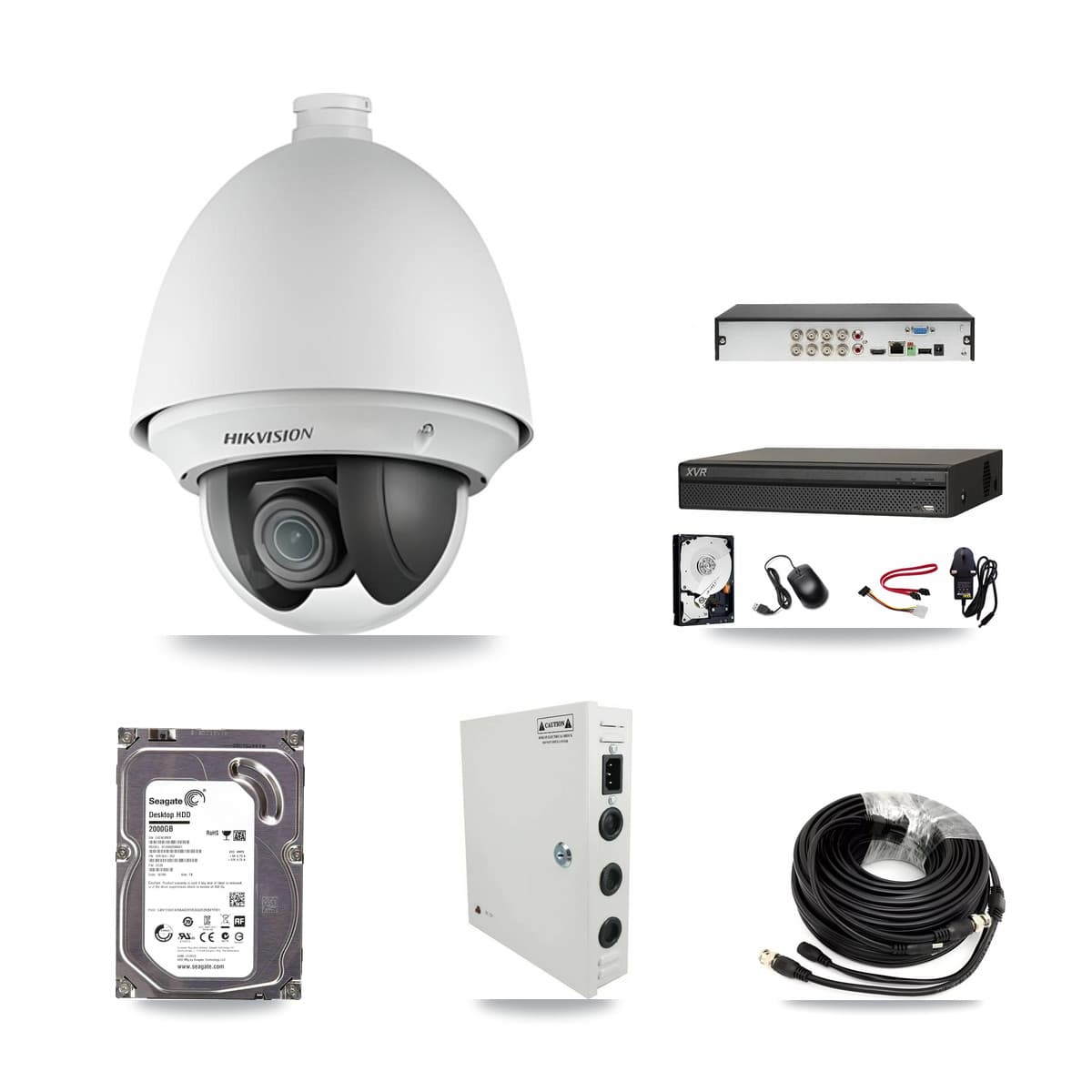Hikvision & Dahua 8-Channel 2MP CCTV Kit — 3 PTZ Cameras + 2TB Recording