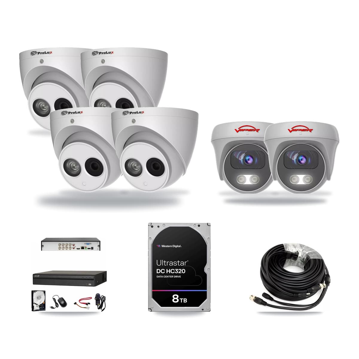 8-Channel 4MP – 5MP CCTV Kit — 4 4MP Turret + 2 White 5MP Cameras + 8TB Recording (XVR-3108AD Recorder) - Image 1