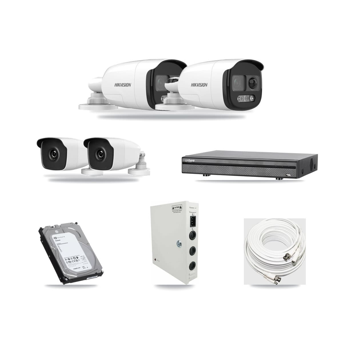 8-Channel 3MP – 5MP CCTV Kit — 2 5MP + 2 3MP Bullet Cameras + 6TB Recording (DH-XVR5108H Recorder) - Image 1
