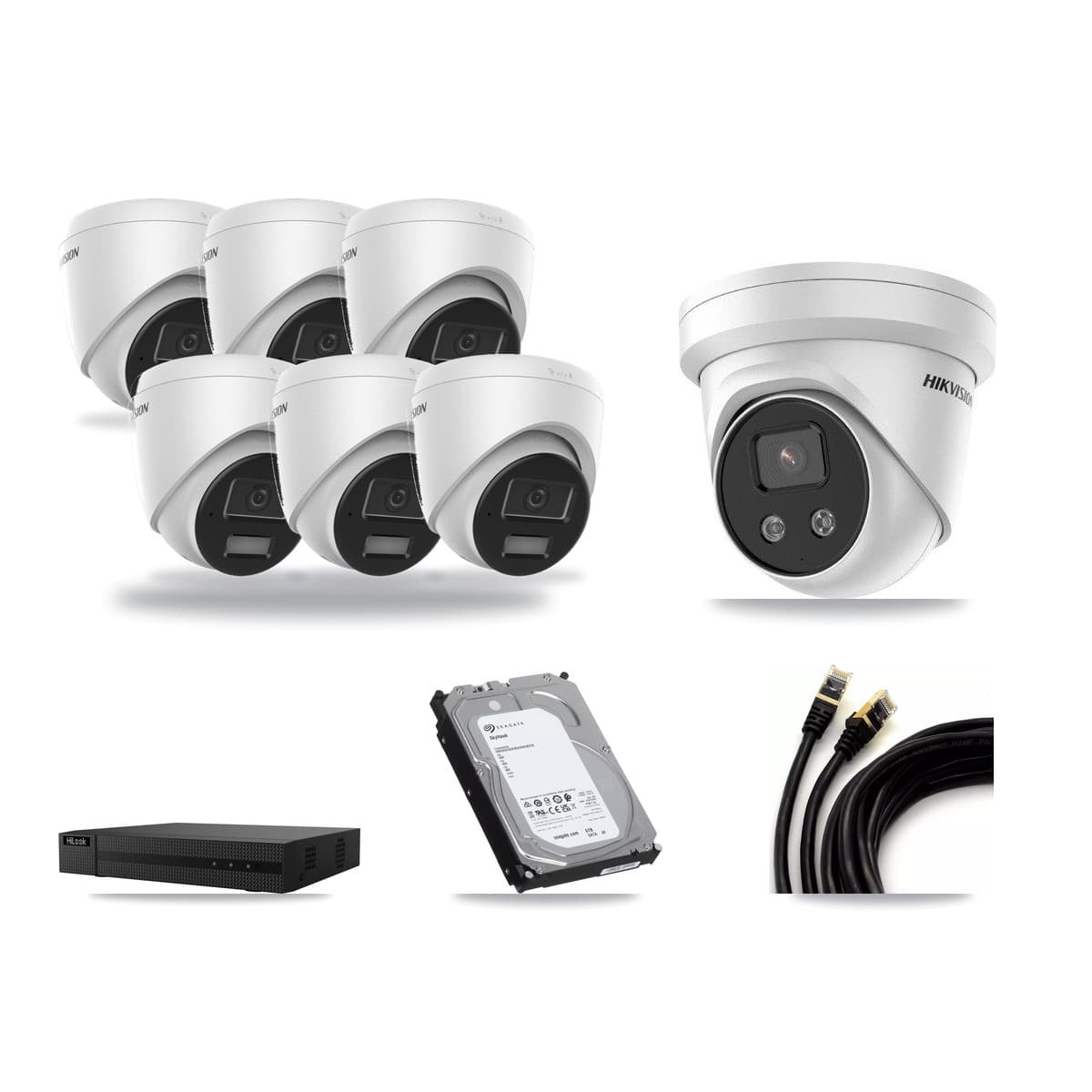 Hikvision & HiLook 8-Channel 4MP – 5MP CCTV Kit — 6 4MP + 1 5MP Turret Cameras + 6TB Recording - Image 1