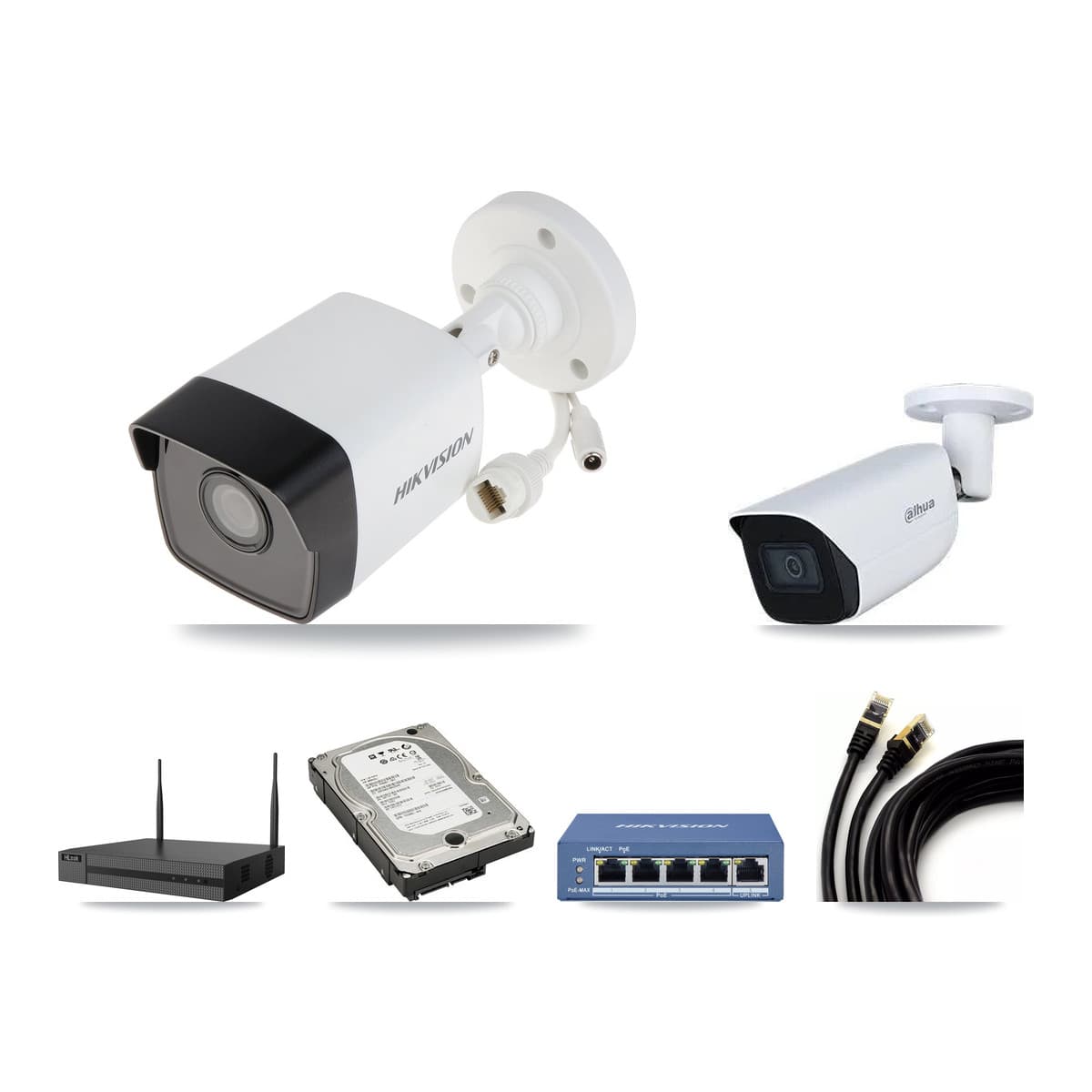4-Channel 5MP CCTV Kit — 3 DS-2CD1053G0 + 1 IPC-HFW3541E Bullet Cameras + 5TB Recording