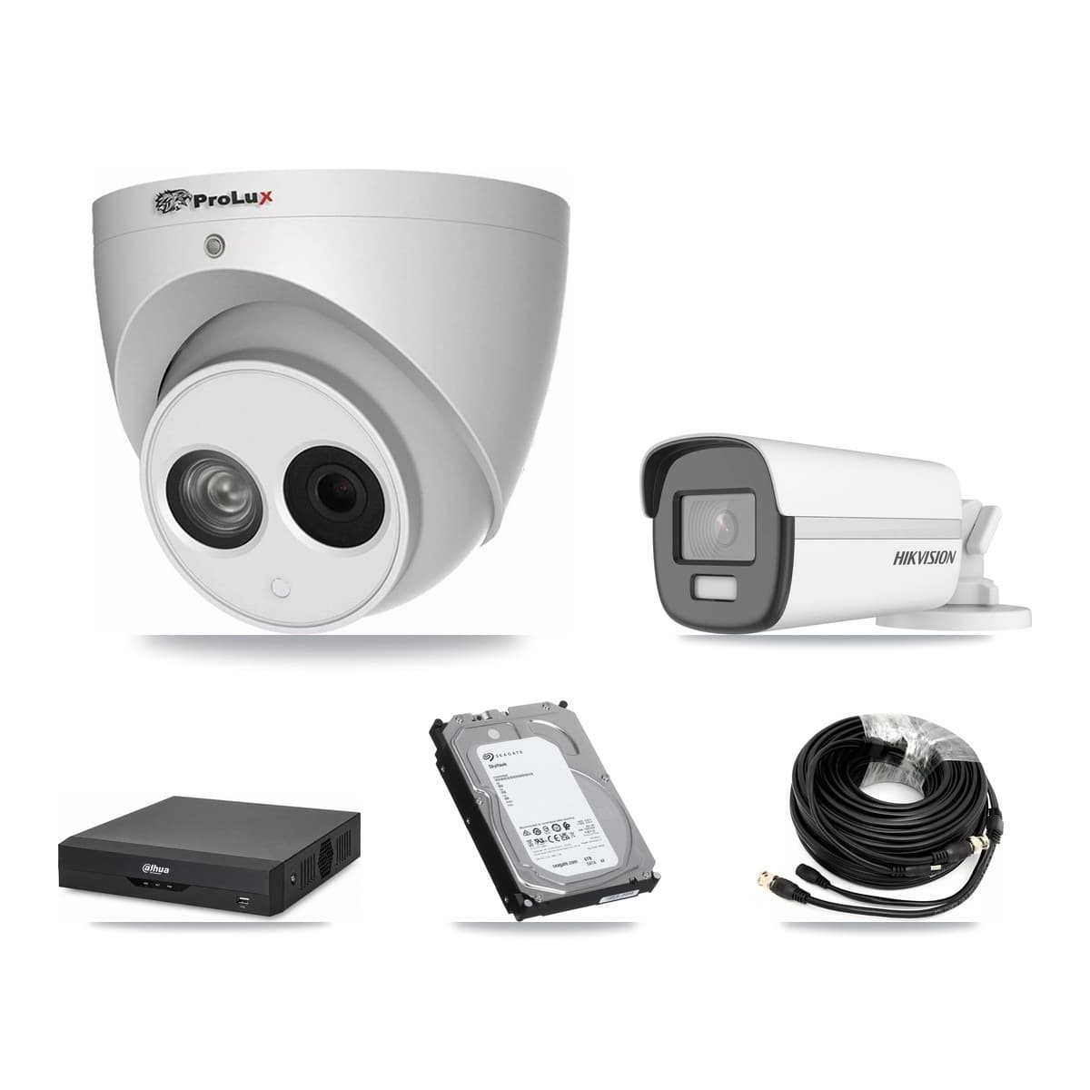 4-Channel 4MP – 4K CCTV Kit — 1 4K Bullet + 3 4MP Turret Cameras + 6TB Recording (DH-XVR5104HS Recorder) - Image 1