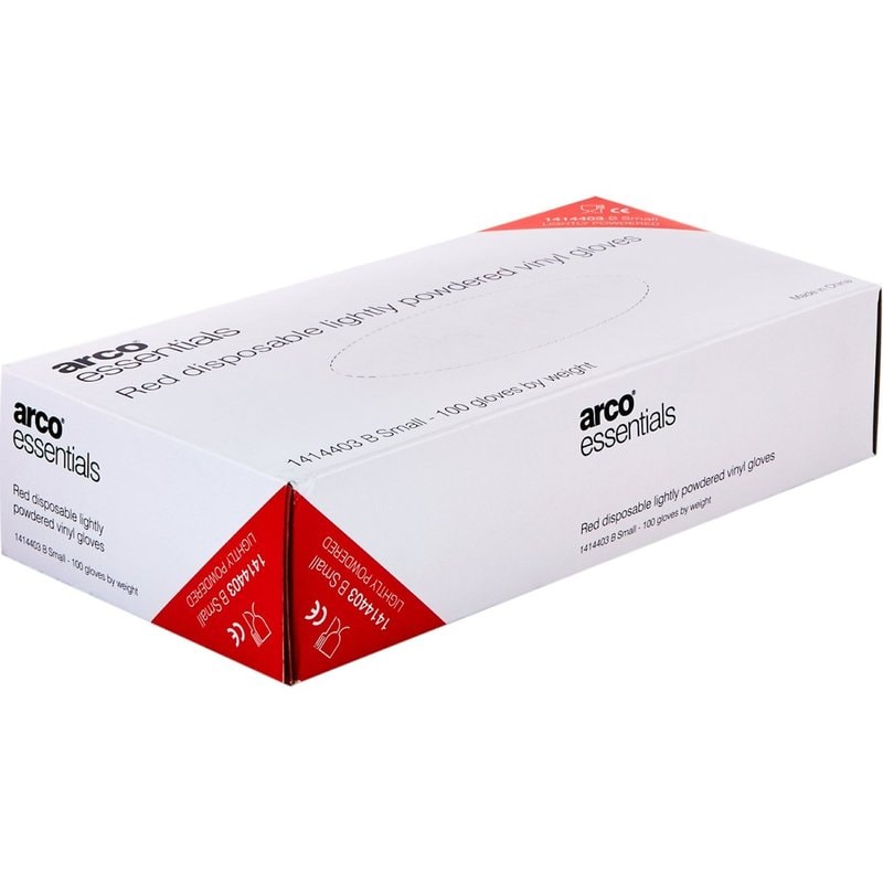 ARCO Box of 100 Red Disposable Gloves - Latex-Free, Powder-Free, Medical & Work Use