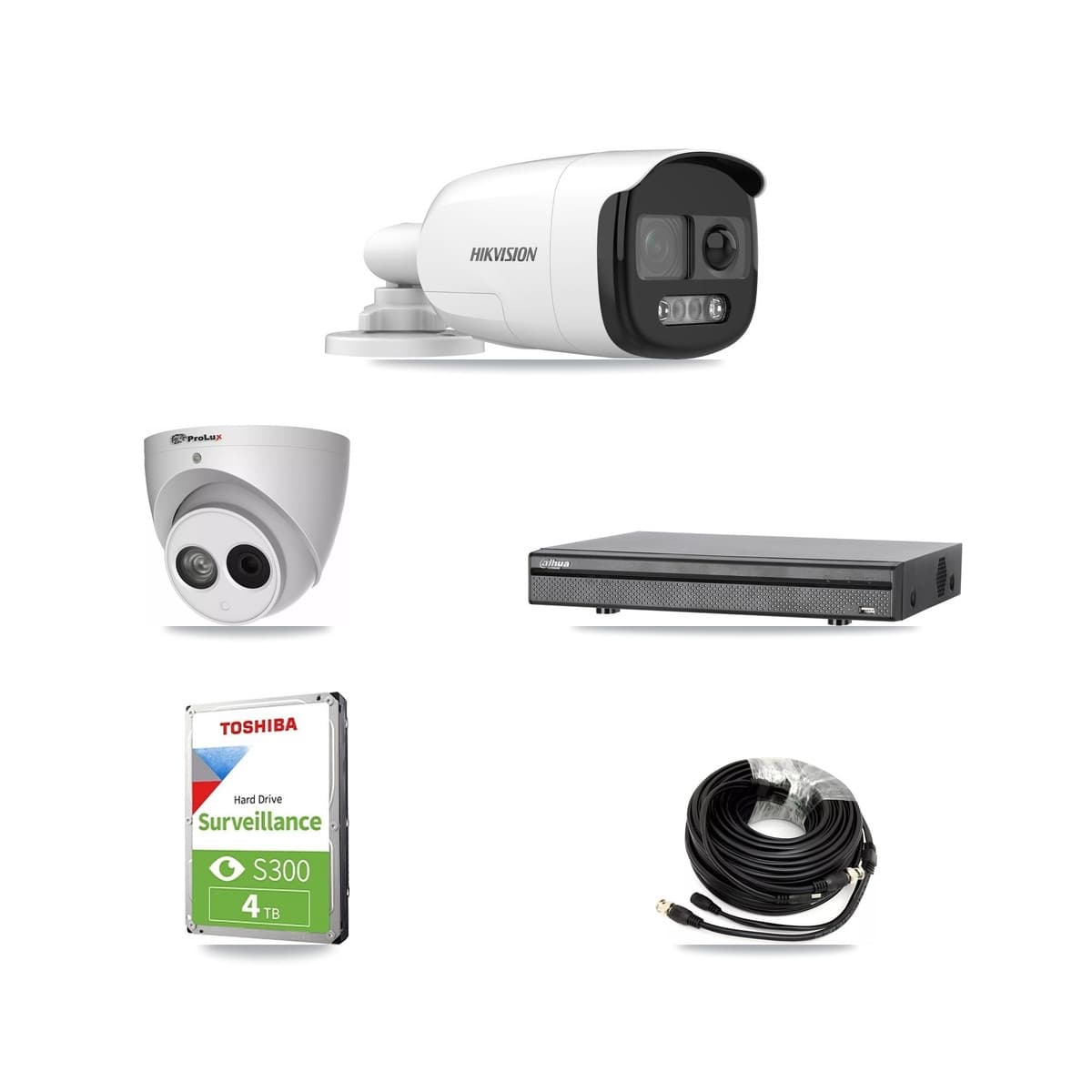 8-Channel 4MP – 5MP CCTV Kit — 2 DS-2CE12KF3T 5MP Bullet + 1 PXC-612C4W-A 4MP Turret Cameras + 4TB Recording (DH-XVR5108H Recorder) - Image 1