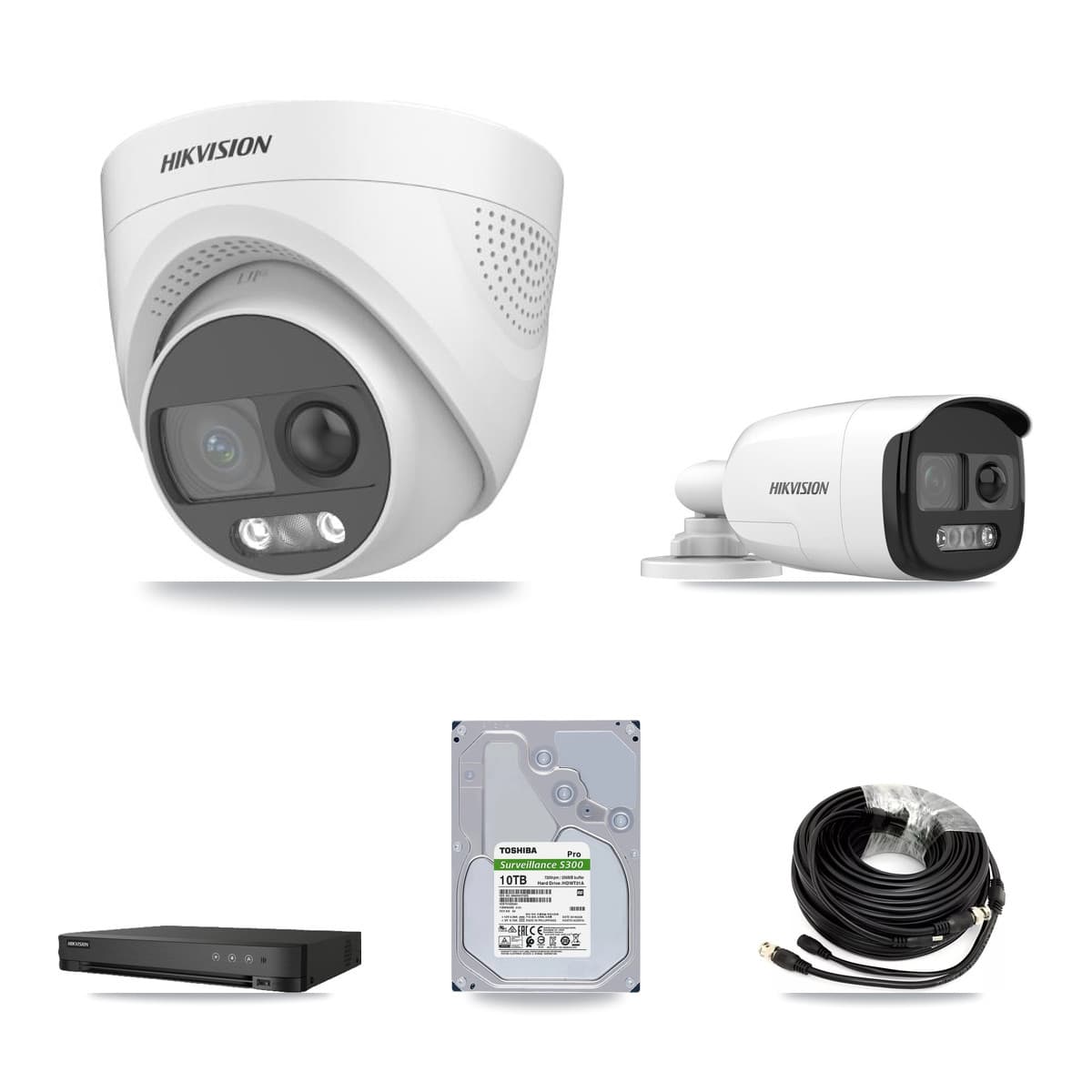 Hikvision 8-Channel 5MP CCTV Kit — 2 DS-2CE12KF3T-PIRXO Bullet + 6 DS-2CE72KF3T-PIRXO Turret Cameras + 10TB Recording (IDS-7208HUHI-M1/E Recorder) - Image 1