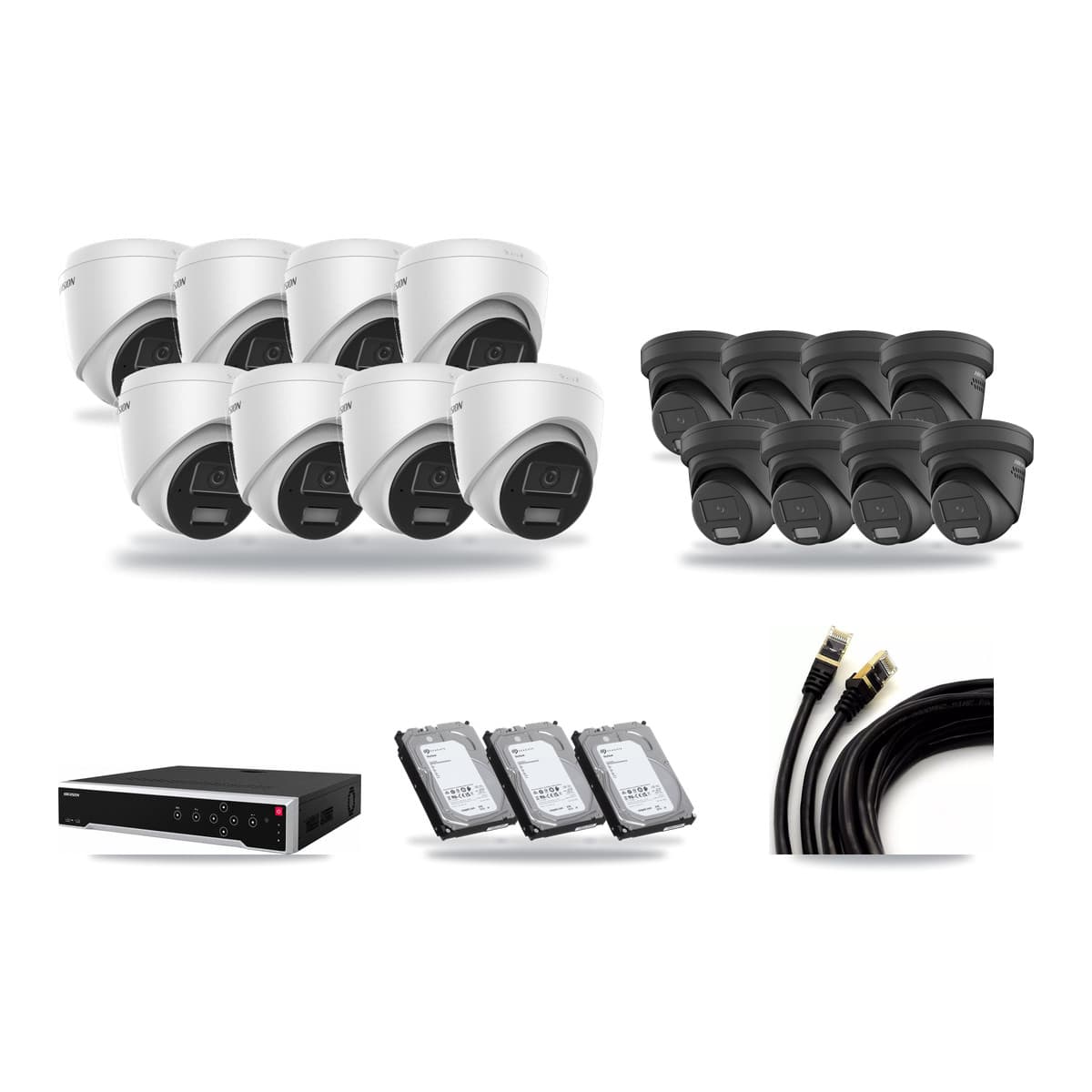 Hikvision 32-Channel 4MP CCTV Kit — 8 DS-2CD1343G2 + 8 DS-2CD2347G2 Turret Cameras + 3× 6TB Recording - Image 1