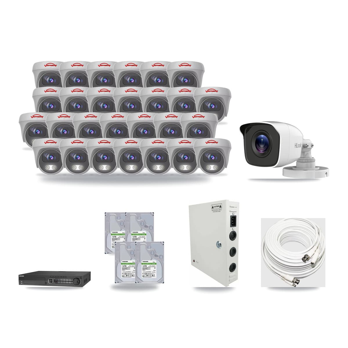 32-Channel 4MP – 5MP CCTV Kit — 1 4MP Bullet + 27 5MP Cameras + 4× 10TB Recording - Image 1