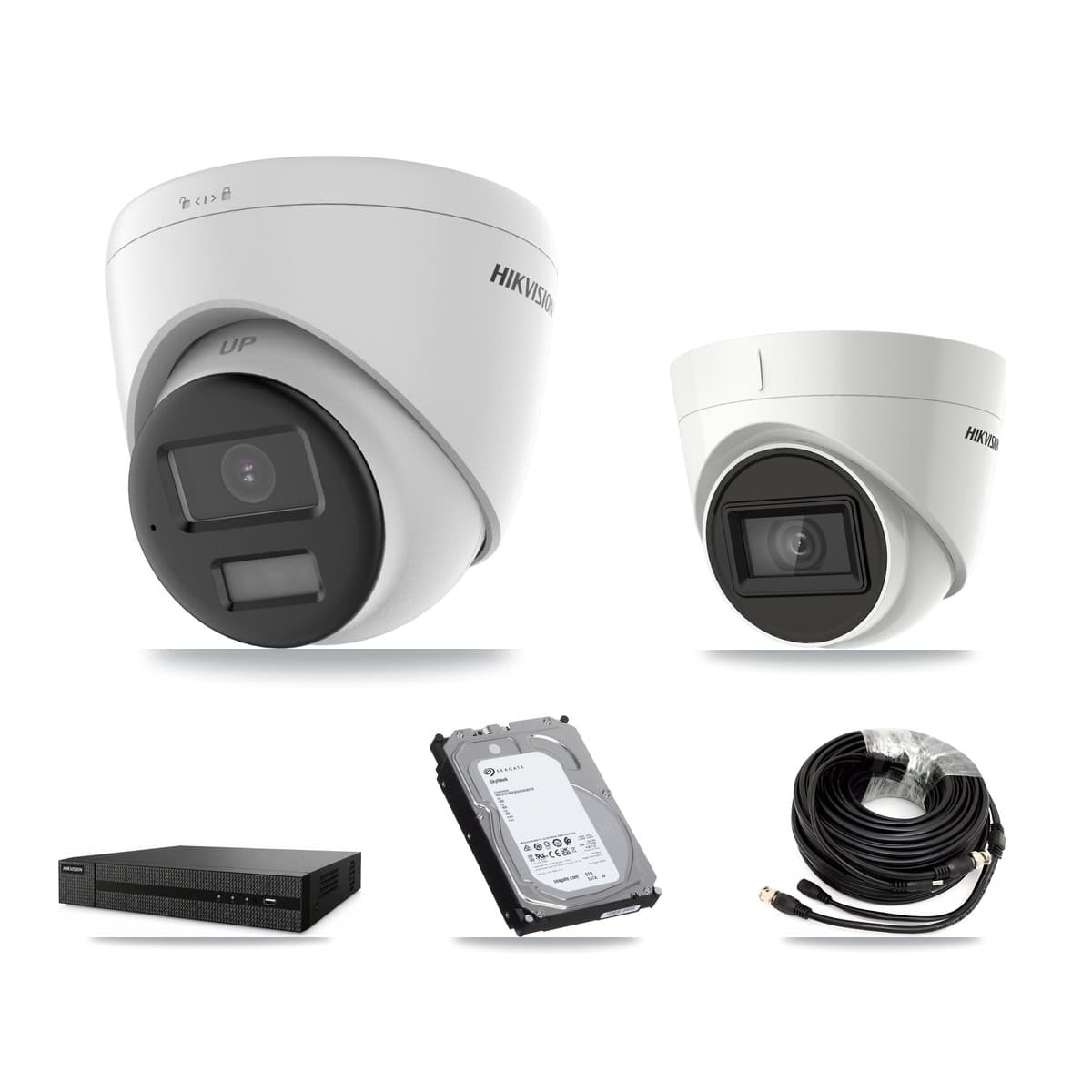 Hikvision 8-Channel 4K CCTV Kit — 4 DS-2CE78U0T + 2 DS-2CE78U1T Turret Cameras + 6TB Recording