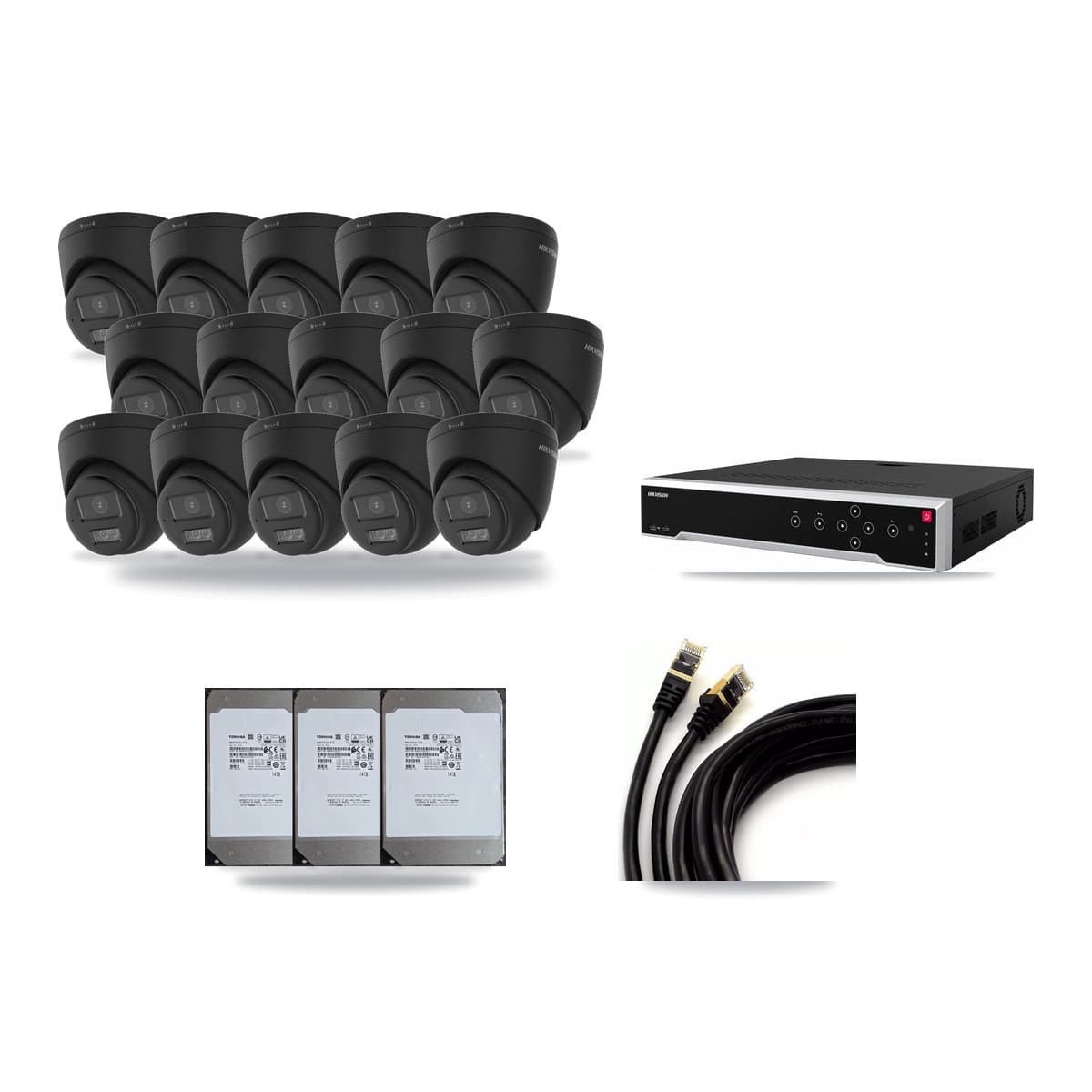 Hikvision 32-Channel 5MP – 4K CCTV Kit — 15 4K Turret + 1 5MP Dome Cameras + 3× 14TB Recording - Image 1