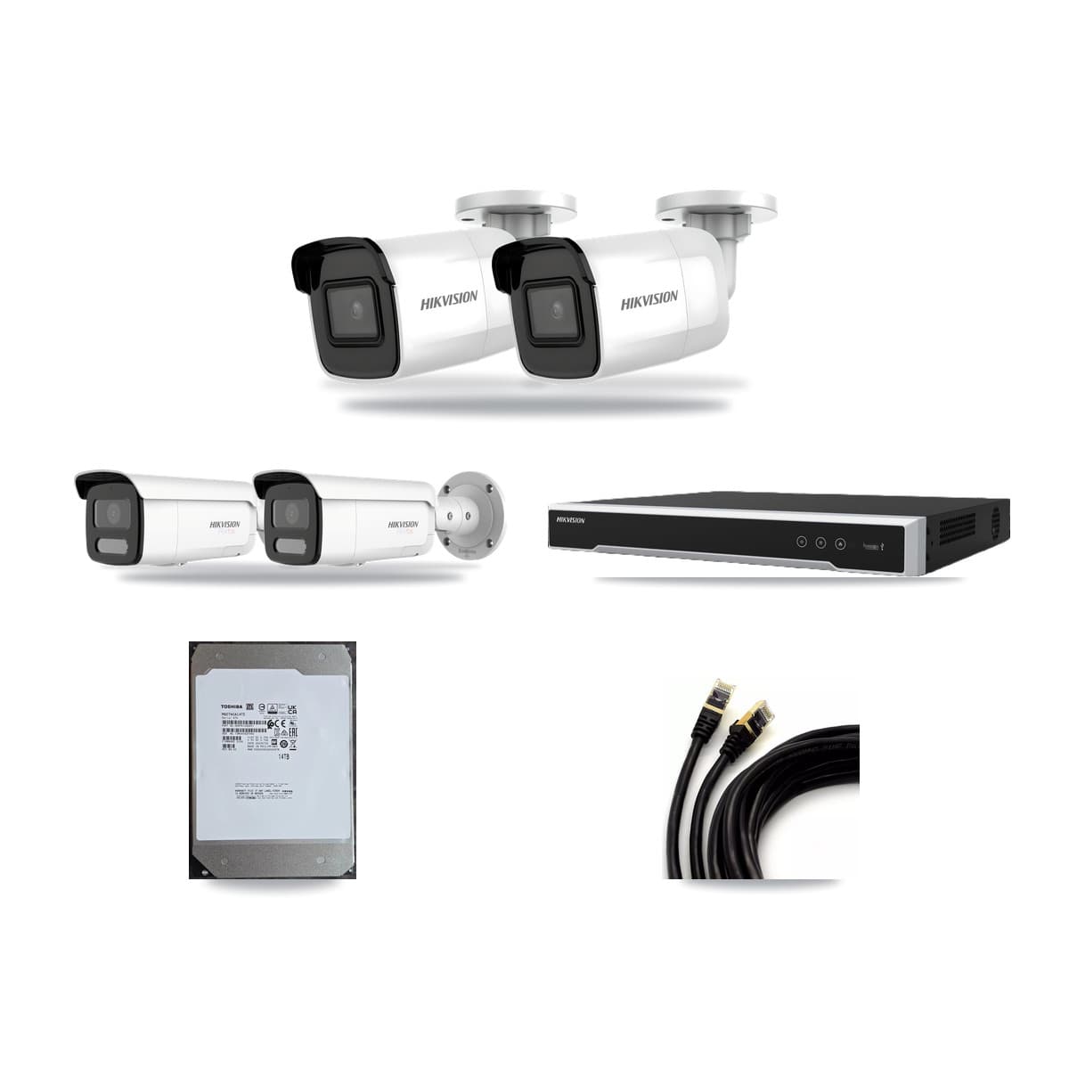 Hikvision 8-Channel 4K CCTV Kit — 2 DS-2CD2085G1 + 2 DS-2CD2T87G2H Bullet Cameras + 14TB Recording - Image 1