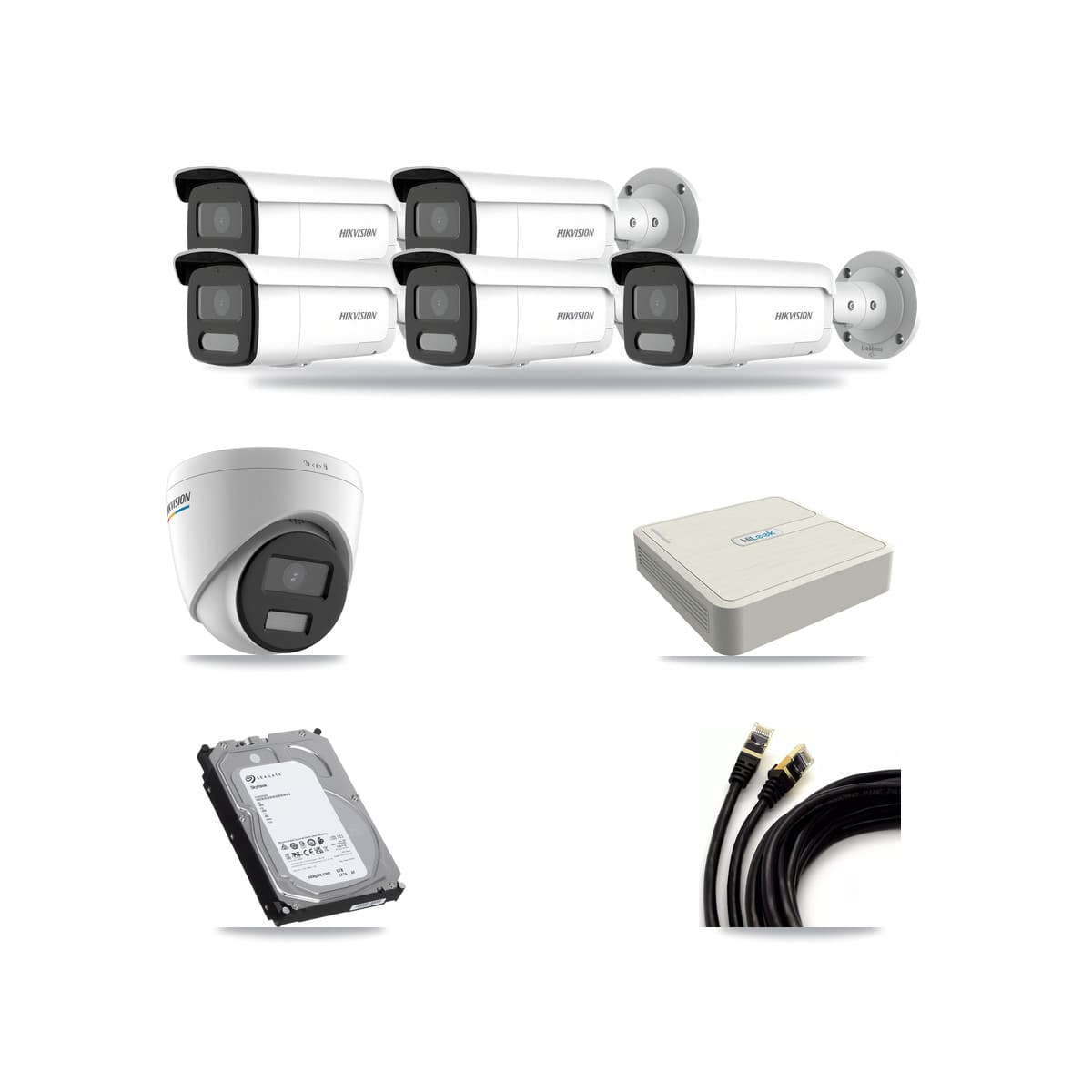 Hikvision & HiLook 8-Channel 2MP – 4MP CCTV Kit — 1 2MP Turret + 5 4MP Bullet Cameras + 6TB Recording - Image 1