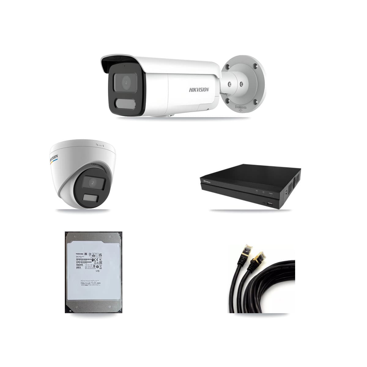 Hikvision & Prolux 16-Channel 2MP – 4MP CCTV Kit — 1 2MP Turret + 11 4MP Bullet Cameras + 14TB Recording