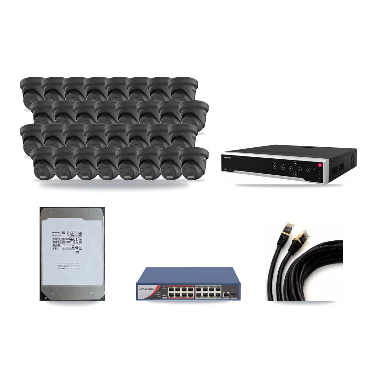 Hikvision 32-Channel 4MP CCTV Kit — 32 Turret Cameras + 14TB Recording - Image 1