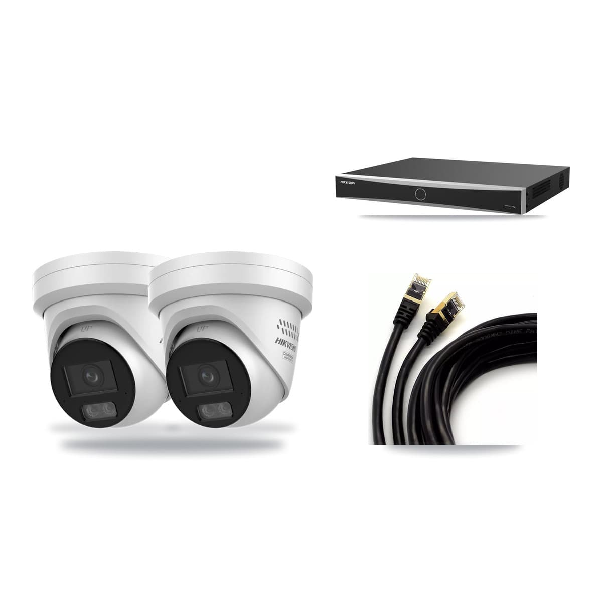 Hikvision 16-Channel 4MP CCTV Kit — 2 DS-2CD2347G3 Turret Cameras + 3TB Recording (DS-7616NXI Recorder) - Image 1