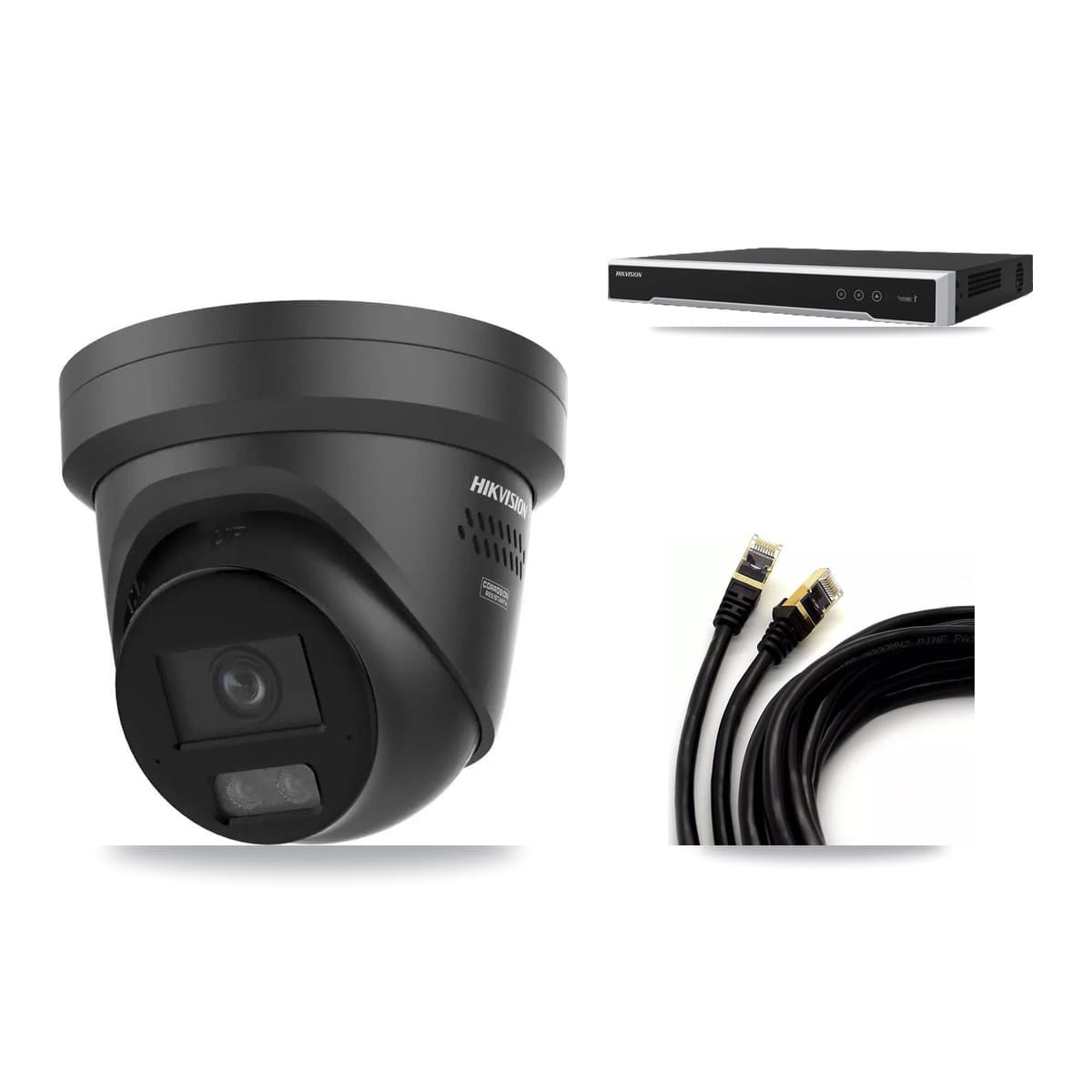Hikvision 8-Channel 4K CCTV Kit — 1 Black DS-2CD2387G3 Turret Camera + 3TB Recording (DS-7608NI-M2 Recorder)