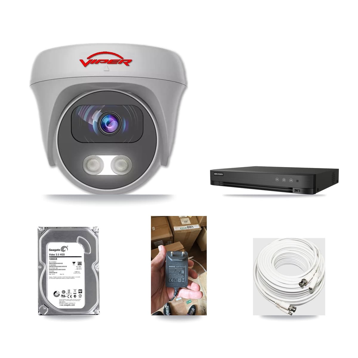 Hikvision 4-channel CCTV kit: 1 camera (1× 5MP Camera), 1TB hard drive