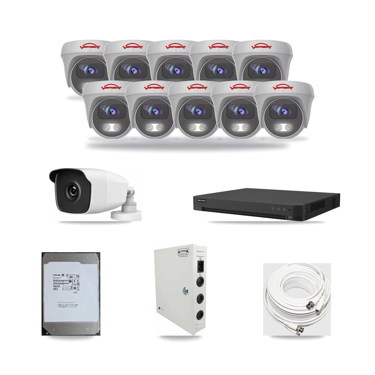 16-Channel 3MP – 5MP CCTV Kit — 1 3MP Bullet + 10 5MP Cameras + 14TB Recording - Image 1