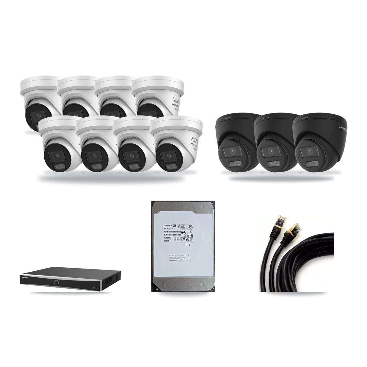 Hikvision 16-Channel 4MP – 4K CCTV Kit — 3 Black 4K + 8 4MP Turret Cameras + 14TB Recording - Image 1