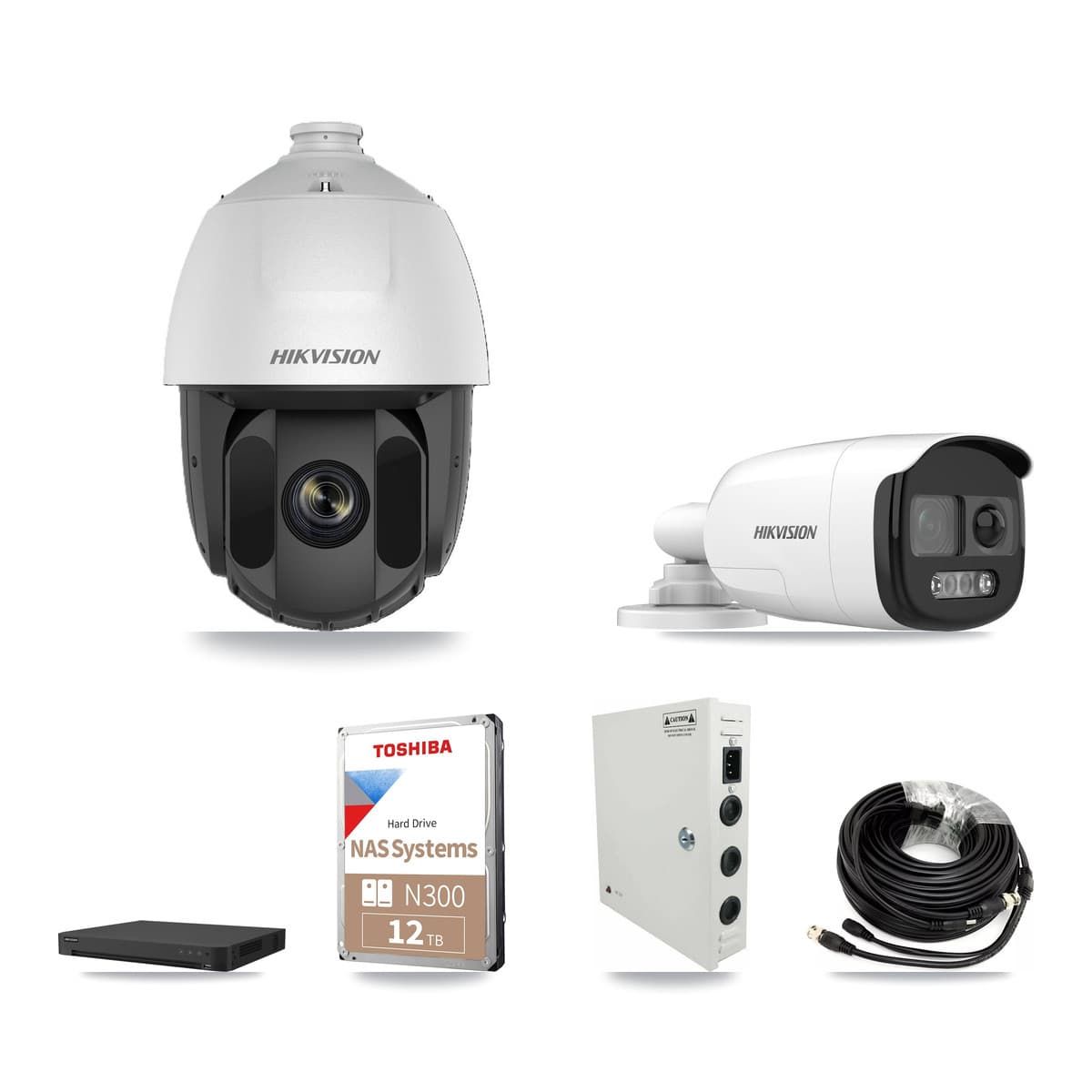 Hikvision 32-Channel 2MP – 5MP CCTV Kit — 18 DS-2AE5225TI 2MP PTZ + 9 DS-2CE12KF3T 5MP Bullet Cameras + 2× 12TB Recording - Image 1