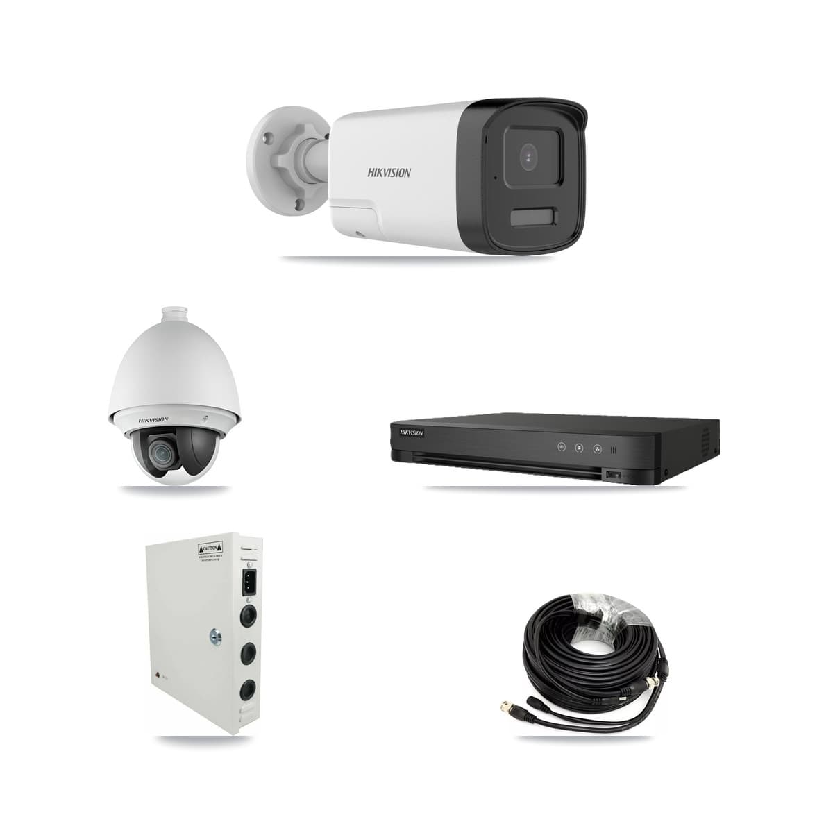 Hikvision 8-Channel 2MP – 5MP CCTV Kit — 2 2MP PTZ + 5 5MP Bullet Cameras + 8TB Recording (IDS-7208HQHI Recorder)