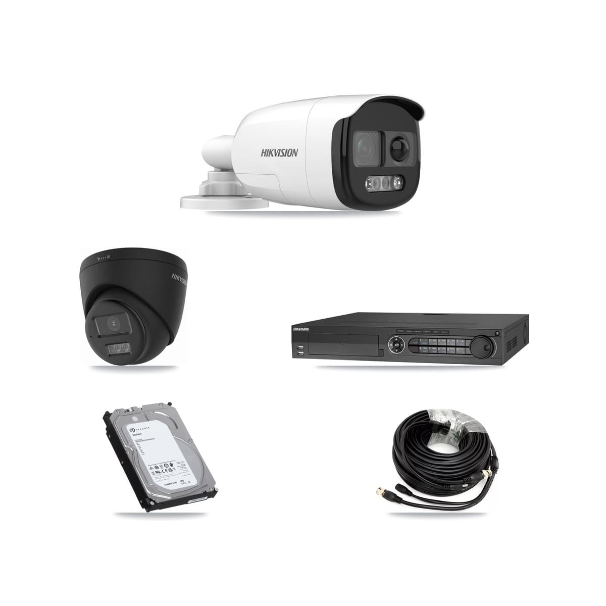 Hikvision 32-Channel 5MP – 4K CCTV Kit — 4 5MP Bullet + 4 Black 4K Turret Cameras + 3× 6TB Recording