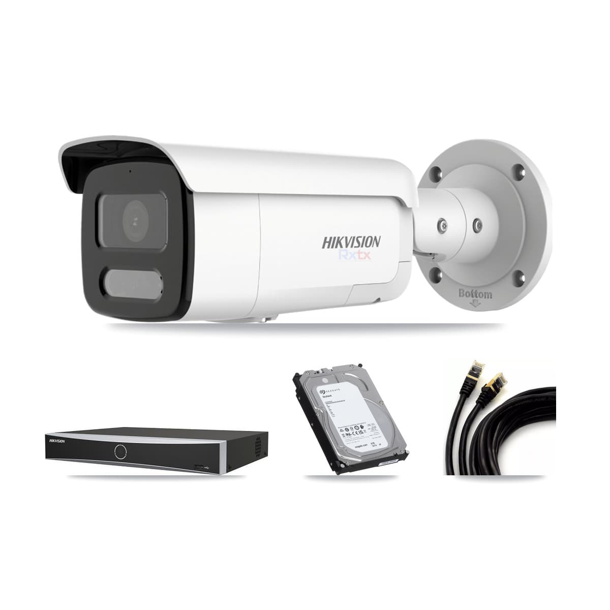 Hikvision 4-Channel 4K CCTV Kit — 2 White Bullet Cameras + 6TB Recording