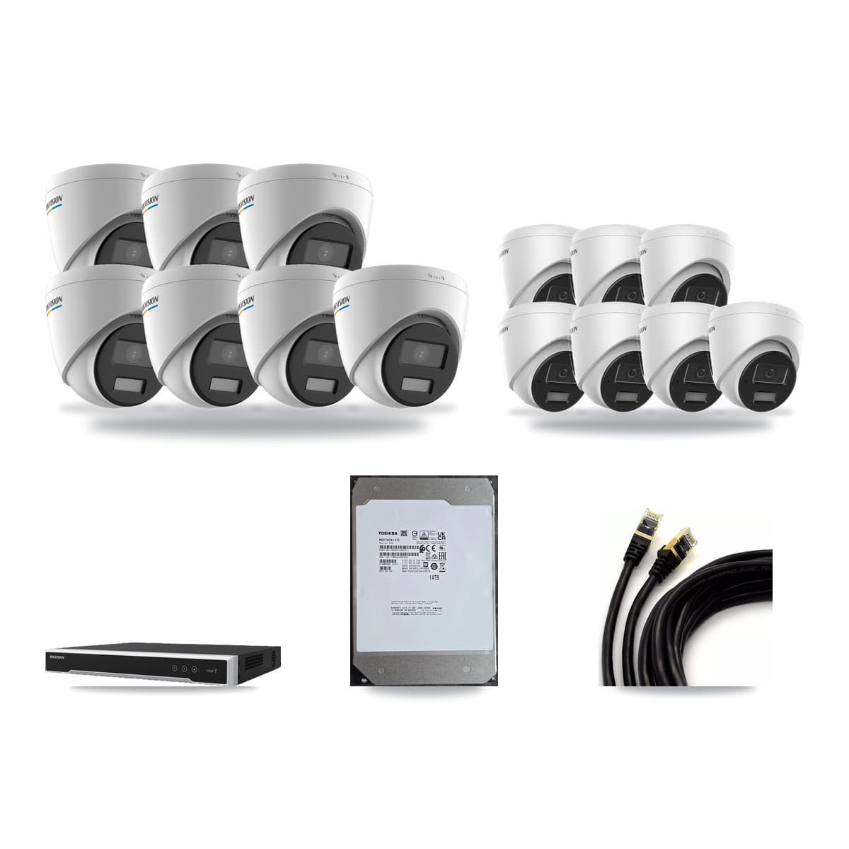 Hikvision 16-Channel 2MP – 4MP CCTV Kit — 7 2MP + 7 4MP Turret Cameras + 14TB Recording - Image 1
