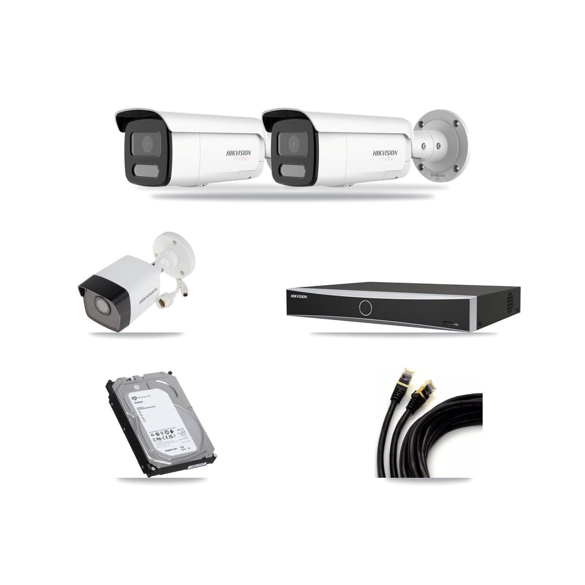 Hikvision 4-Channel 5MP – 4K CCTV Kit — 1 5MP + 2 White 4K Bullet Cameras + 6TB Recording - Image 1