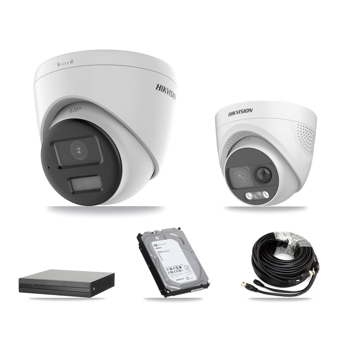 Hikvision 4-Channel 5MP CCTV Kit — 1 DS-2CE72KF3T + 3 DS-2CE78K0T Turret Cameras + 6TB Recording (XVR-3104HS Recorder) - Image 1