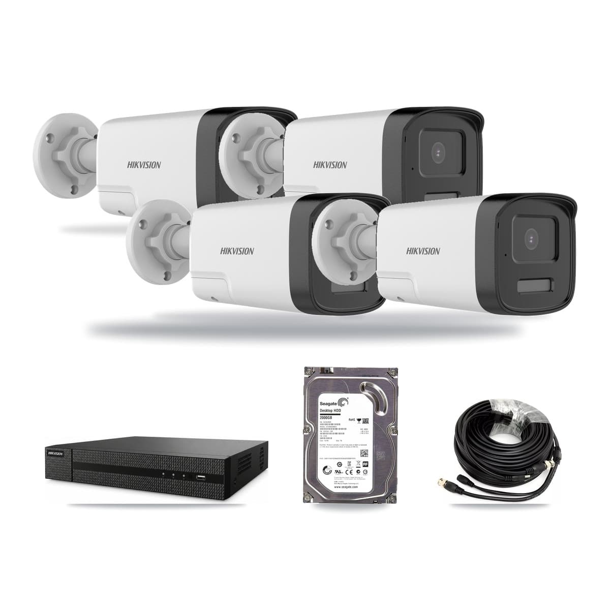 Hikvision 8-Channel 5MP CCTV Kit — 4 DS-2CE17K0T Bullet Cameras + 2TB Recording (DVR-8CH Recorder) - Image 1