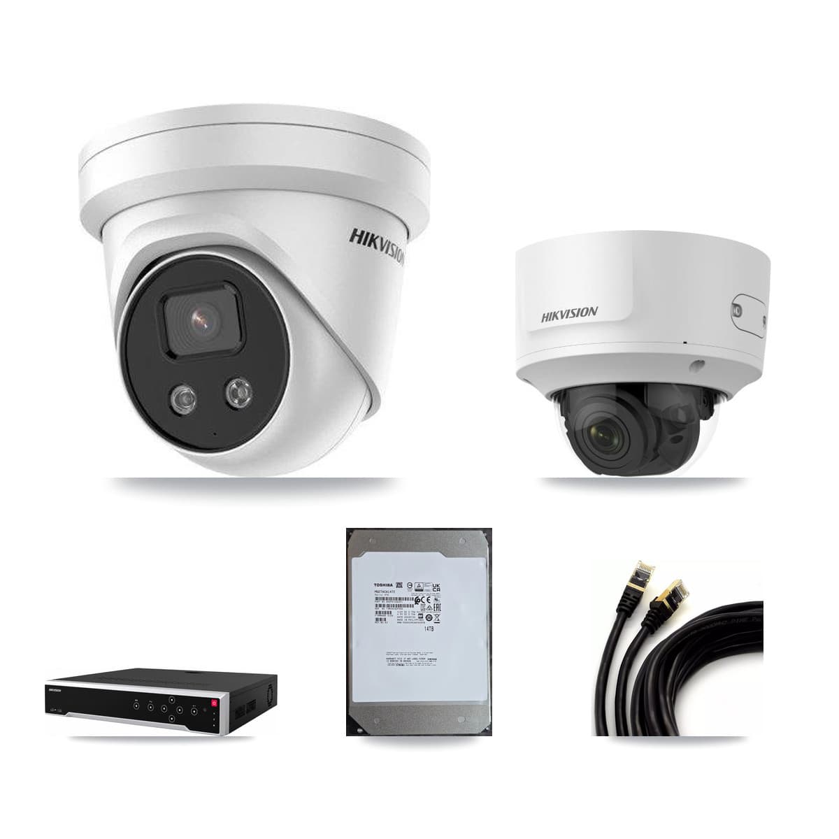 Hikvision 32-Channel 2MP – 5MP CCTV Kit — 1 2MP Dome + 10 5MP Turret Cameras + 14TB Recording