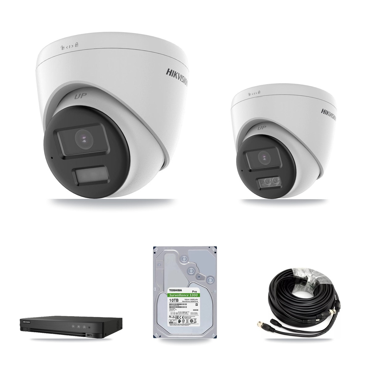 Hikvision 8-Channel 5MP CCTV Kit — 7 DS-2CE78K0T + 1 DS-2CE78K0T Turret Cameras + 10TB Recording (IDS-7208HQHI Recorder) - Image 1