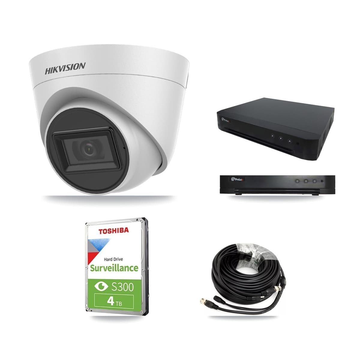 Hikvision & Prolux 16-Channel 5MP CCTV Kit — 3 White Turret Cameras + 4TB Recording
