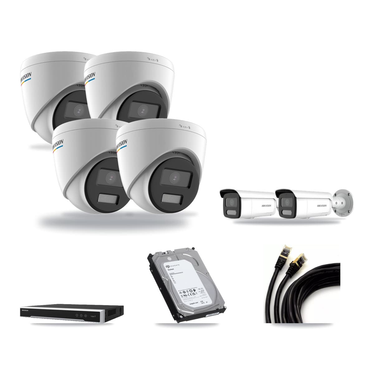 Hikvision 8-Channel 2MP – 4MP CCTV Kit — 4 2MP Turret + 2 4MP Bullet Cameras + 6TB Recording (DS-7608NI-M2 Recorder) - Image 1