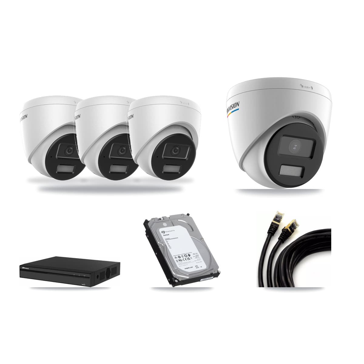 Hikvision & Prolux 4-Channel 2MP – 4MP CCTV Kit — 1 2MP + 3 4MP Turret Cameras + 6TB Recording - Image 1