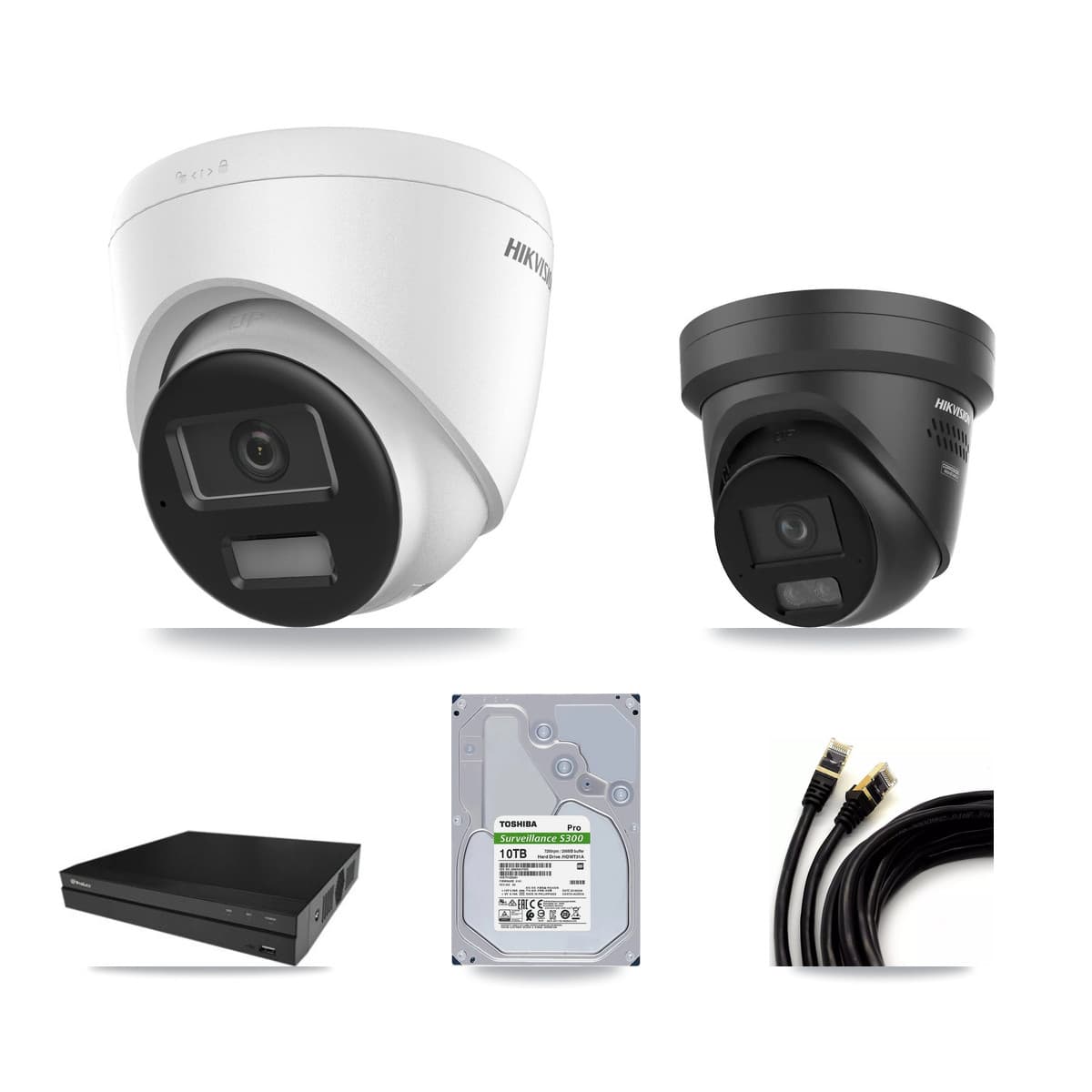 Hikvision & Prolux 16-Channel 4K CCTV Kit — 8 DS-2CD1383G2 + 8 DS-2CD2387G3 Turret Cameras + 2× 10TB Recording