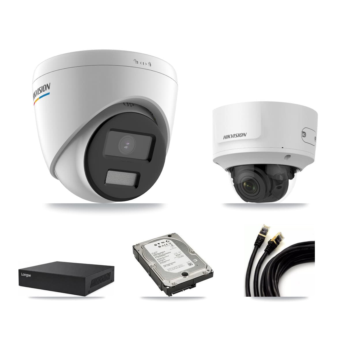 Hikvision & Longse 8-Channel 2MP CCTV Kit — 7 Turret + 1 Dome Cameras + 5TB Recording