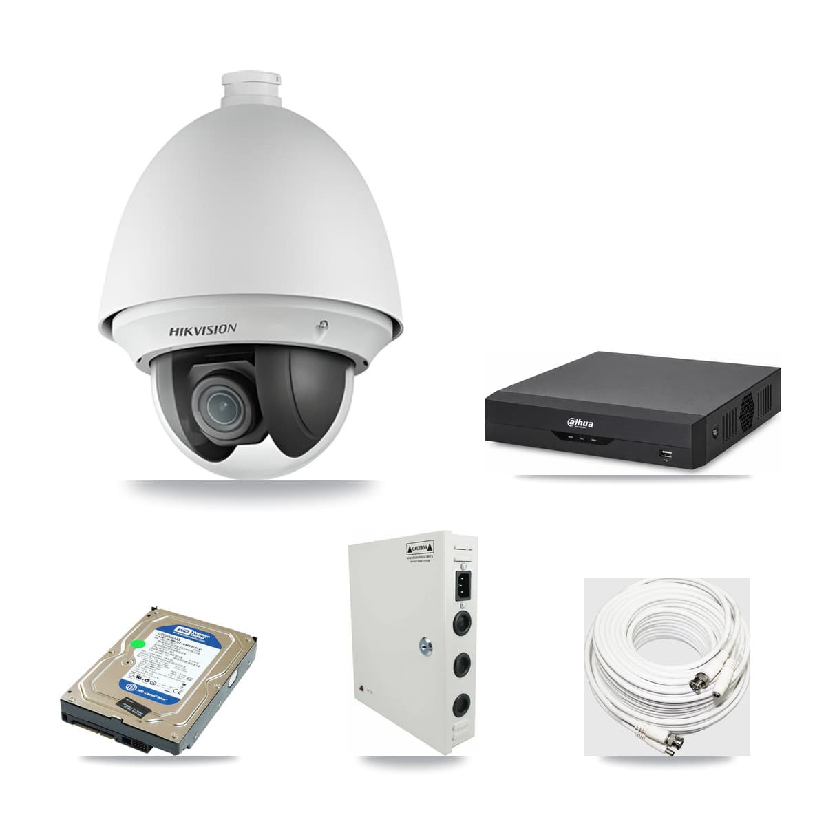 Dahua 4-channel CCTV kit: 1 camera (1× 2MP PTZ), 500GB hard drive