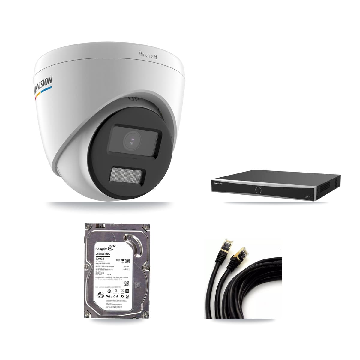 Hikvision 16-Channel 2MP CCTV Kit — 3 Turret Cameras + 2TB Recording (DS-7616NXI Recorder)