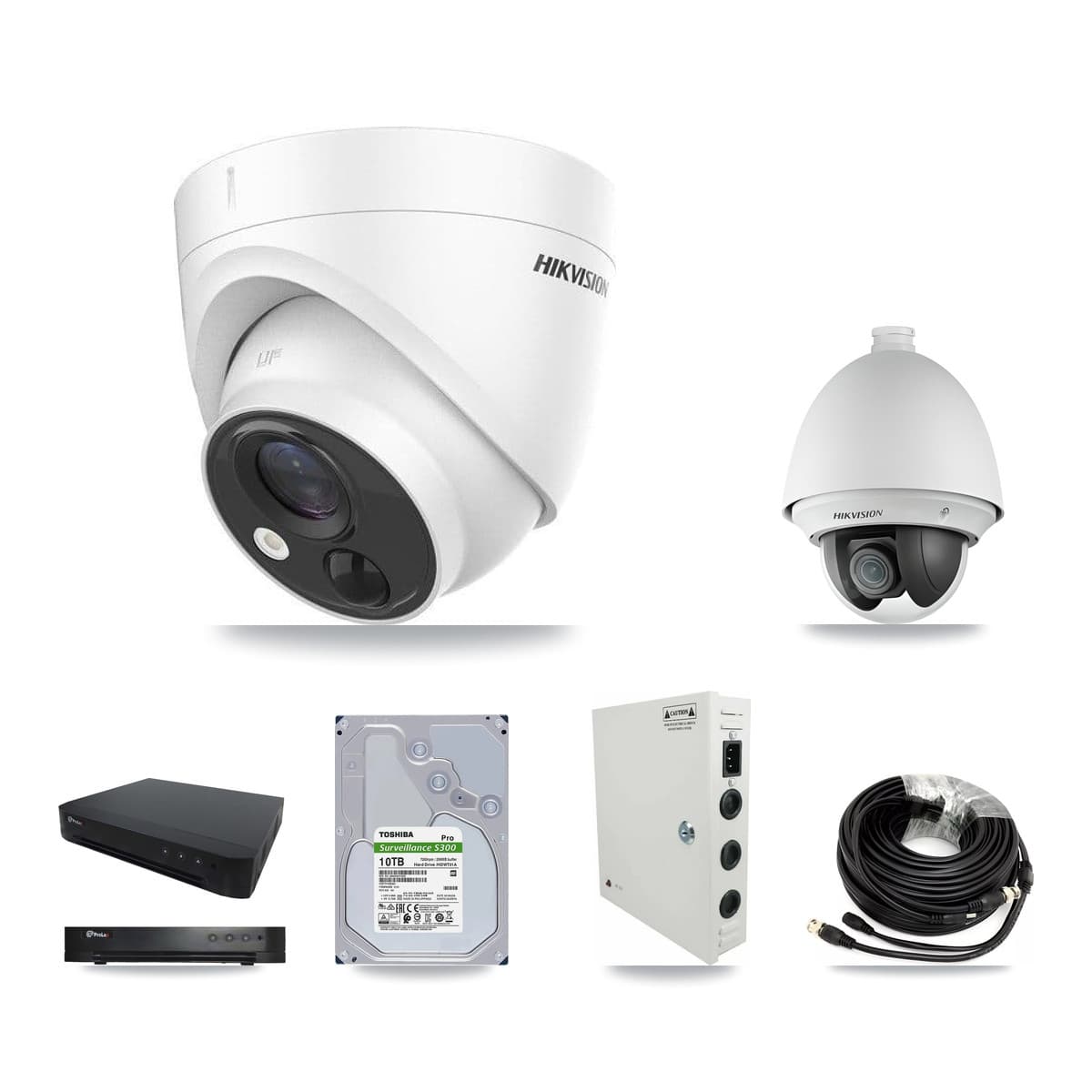 Hikvision & Prolux 16-Channel 2MP – 5MP CCTV Kit — 1 DS-2AE4225T 2MP PTZ + 13 DS-2CE71H0T 5MP Turret Cameras + 10TB Recording