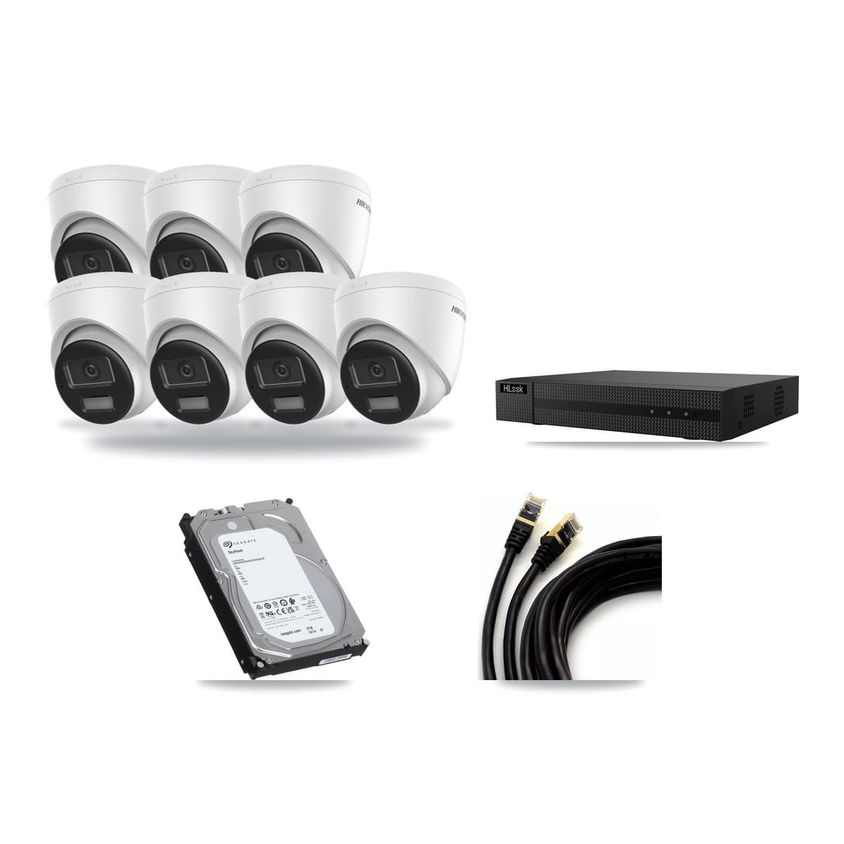 Hikvision & HiLook 8-Channel 4K CCTV Kit — 7 DS-2CD1383G2-LIU Turret Cameras + 6TB Recording (NVR-108MH-D/8P Recorder) - Image 1