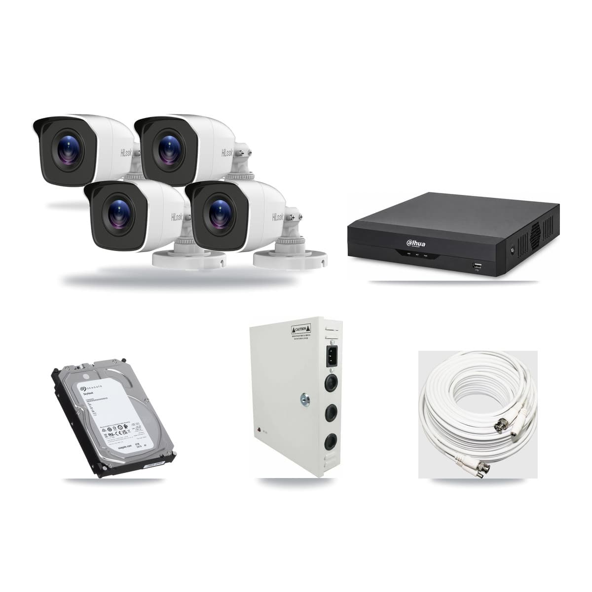 HiLook & Dahua 4-Channel 4MP CCTV Kit — 4 Bullet Cameras + 6TB Recording - Image 1